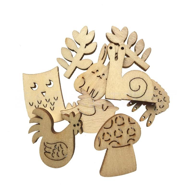 50PCS Mushroom Wooden Cutouts, DIY Craft Embellishments, Unfinished Wood Shapes for Home Decor, Scrapbooking, and Crafts