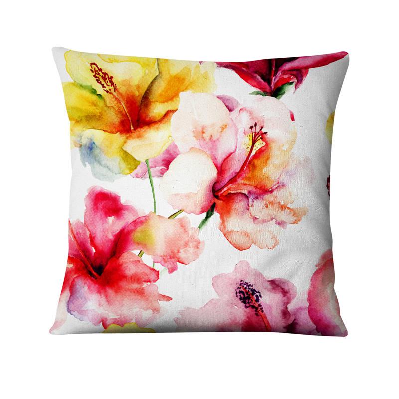 Art Beautiful Flower Print Pattern Cushion Cover for Home Living Room Sofa Bedroom Decoration Throw Pillow Cover