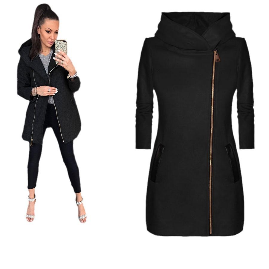 Women's European & American Fashion Side Zipper Fleece-Lined Hooded Jacket Sweatshirt (9510#2024).