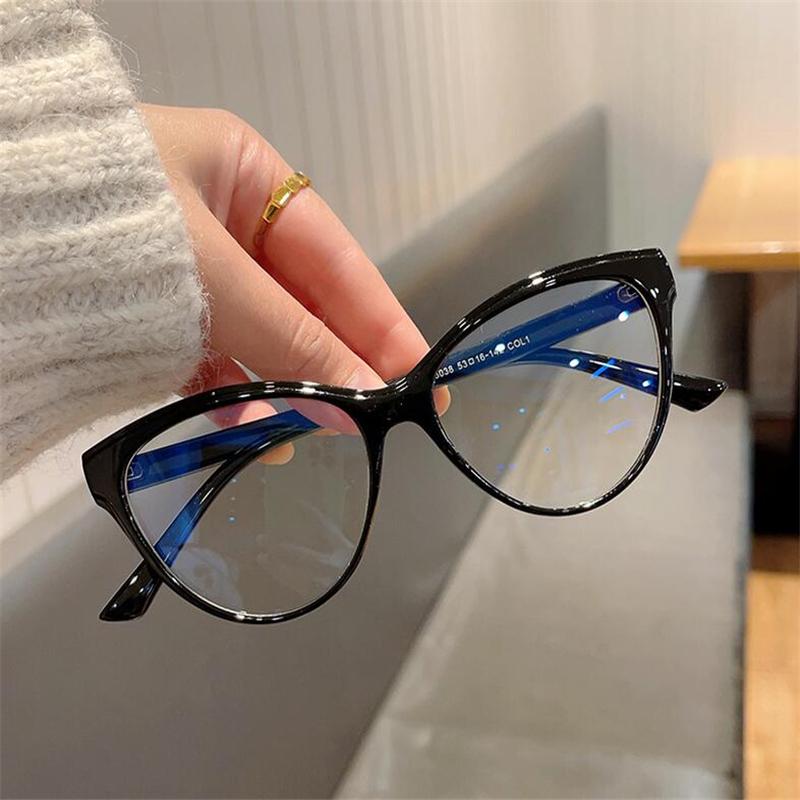 Blue Light Blocker Cat Eye Prescription Glasses For The Nearsighted Student Short-Sight Eyewear Diopter 0 -0.5 -0.75 To -6.0