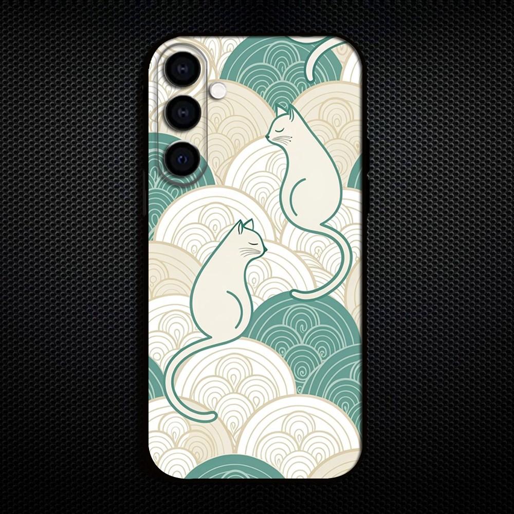 

Aesthetic Cat Pattern Phone Case For Samsung Galaxy A73/A72/A71/A70/A53/A52/A51/Others Soft Black Shell Samsung a21