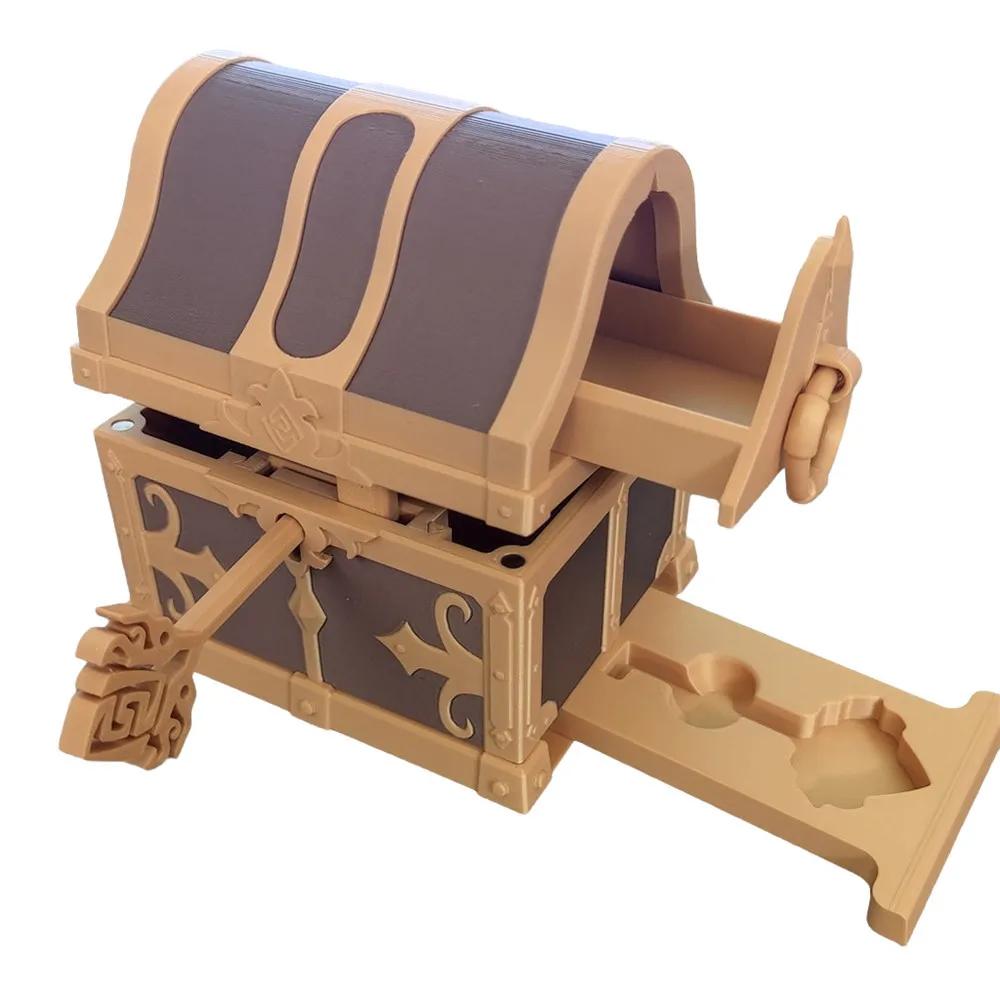 

3D-печатный большой неоткрывающийся механизм сундук с сокровищами таинственная коробка для рождественского подарка коробка для украшения рабочего стола коричневый