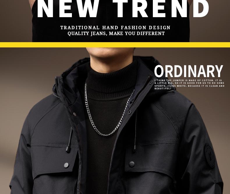 Men's 2025 Autumn/Winter High-End Quilted Thick Cotton Jacket - Trendy Windproof Outdoor Mountaineering Coat