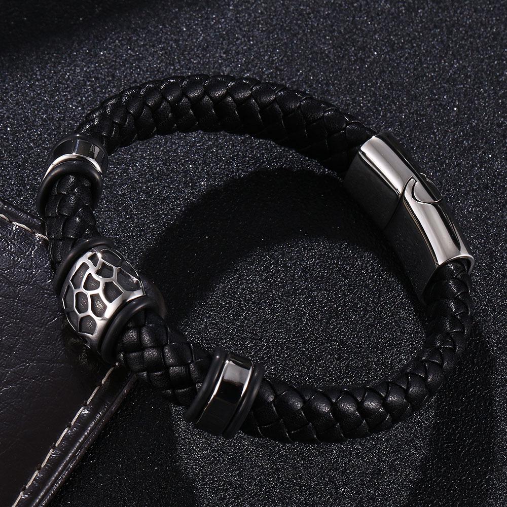 Titanium Steel Men's Multicolor Leather Bracelet