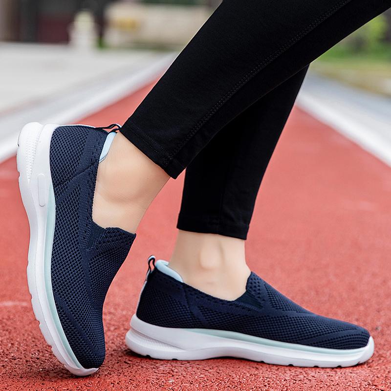 Couples Slip-on Casual Shoes Lightweight Flats Breathable Knitted Loafers Women Men Comfortable Daily Walking Shoes