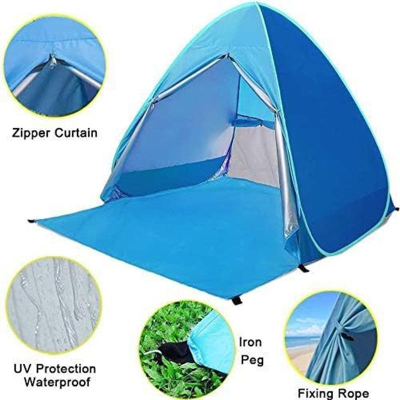 Automatic Pop Up Beach Tent, Portable Foldable Sun Shelter with UV Protection for Outdoor Seaside Use