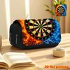 Cible Glaçons et Flammes Imprimée 2D Double Couche Rabat Noir Trousse à Crayons - Essentiel pour la Rentrée Scolaire Boîte à Crayons, Sac à Maquillage Multifonctionnel Quotidien, La