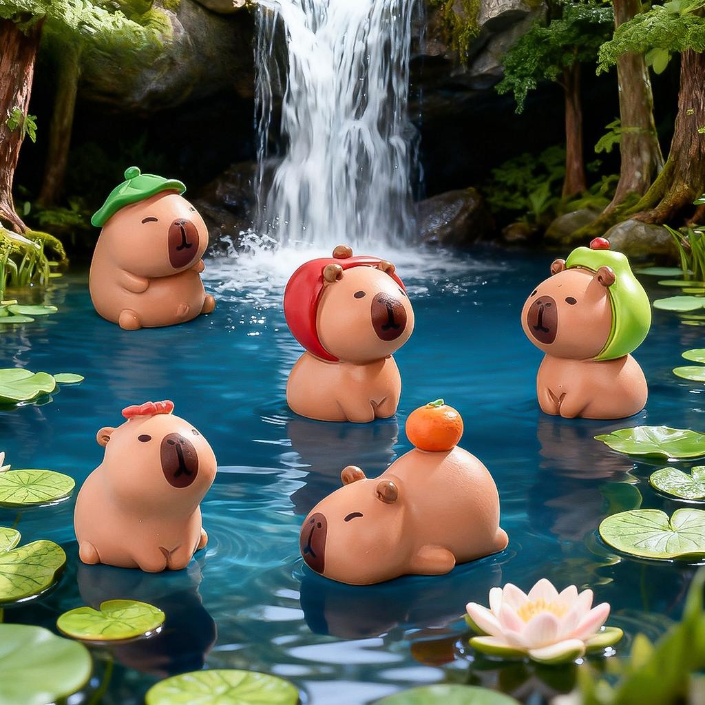 16Pcs New Miniature Capybara Mini Kapibare Action Figures Capybara Model Home Decoration Kids Gift Diy Micro Landscape Ornament