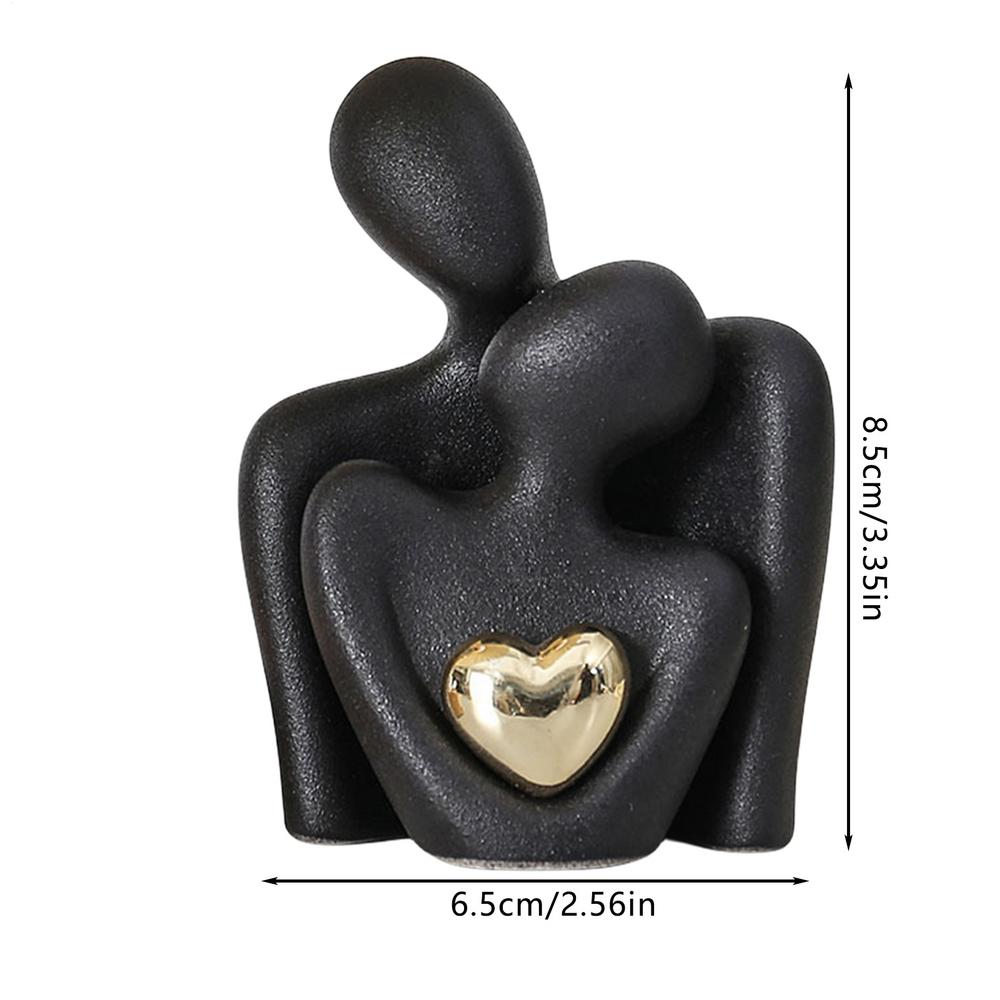 

Romantic Ceramic Love Embrace Figurines Love Heart Couple Hug Figurine Modern Sculpture Aesthetic Couple Figurines Art Craft чорний