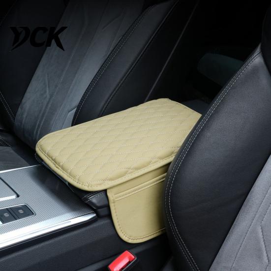 Ergonomic Elbow Rest for Driving Car Center Console Cover, Faux Leather Armrest Cover Car, Universal Box Pad Middle Cushion with Side Storage Pockets