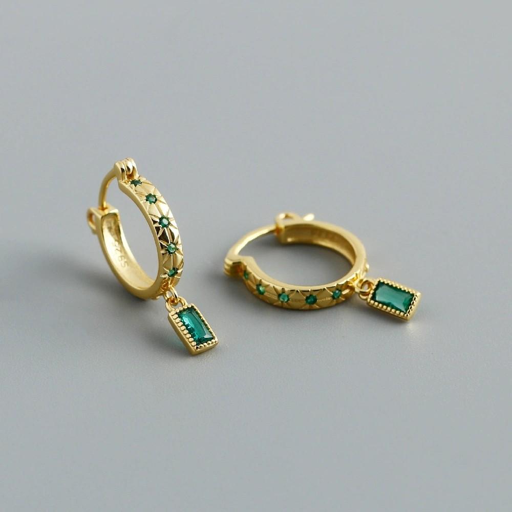 Fashion Jewelry Gold Plated 925 Sterling Silver Geometric Drop Hoop Earrings for Women Wedding Birthday Mother's Day Gift