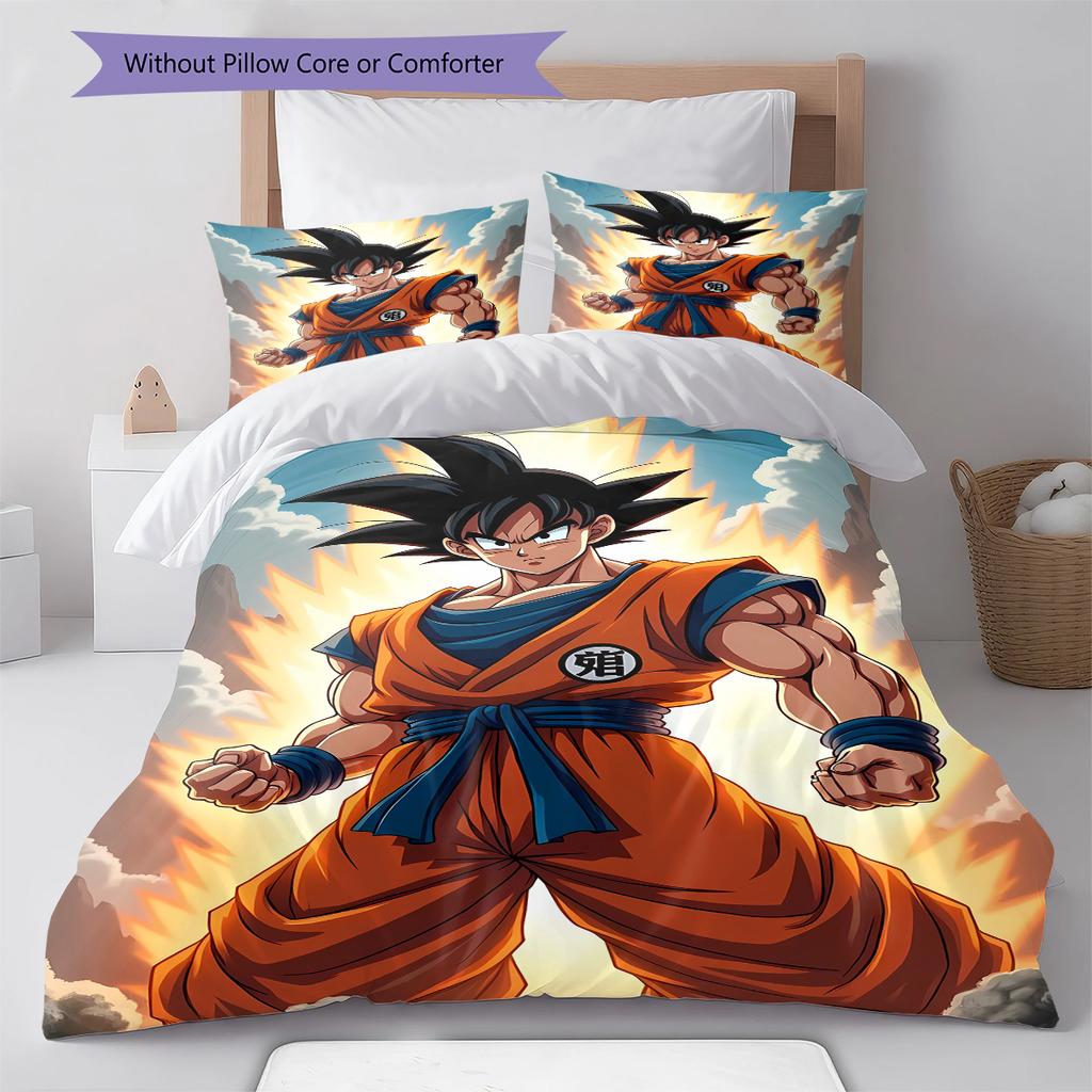 Biancheria da letto con motivo Son Goku, Set piumone Copripiumone Federa Regalo di compleanno per la casa (1 * copripiumino + 2 * federa, senza nucleo)