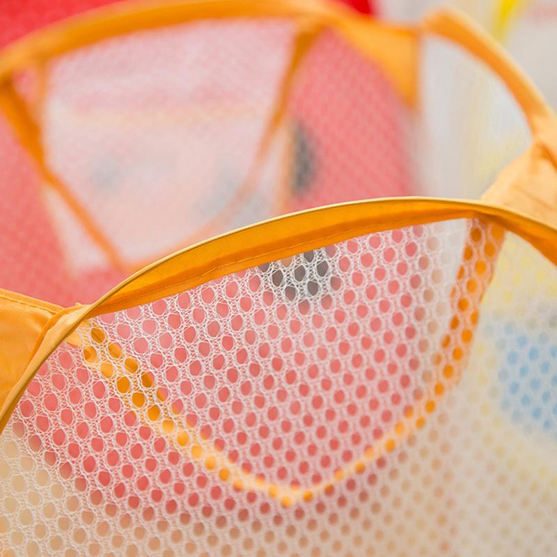 Cartoon Printed Foldable Laundry Basket Nylon Mesh Dirty Clothes Hamper Simple Modern Fabric Storage Bin for Home Organization