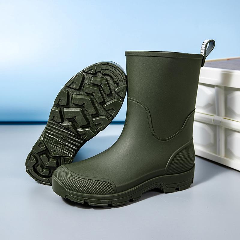 Rain Boots for Men Gum Fishing Non-slip Man Shoes Cheap Middle Tube Water Shoes Outdoor Wear-resistant Garden Outdoor Work Shoes