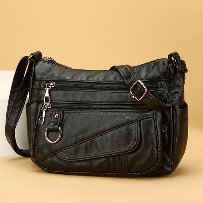 Large Capacity Shoulder Bag Women's Lightweight Soft Leather Crossbody Bag Mother Bag