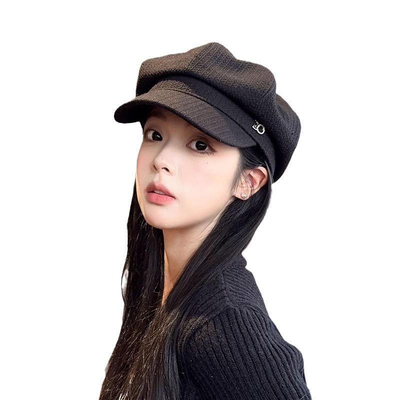 New Internet celebrity beret female autumn and winter British retro sunscreen newsboy hat foreign fashion sweet octagonal hat