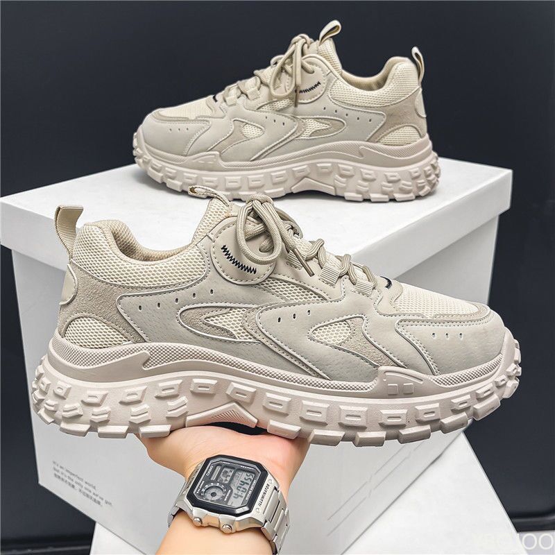 Men's Shoes Spring Breathable Mesh Sports Shoes Trendy Thick Sole Non Slip Casual Running Simple Comfortable Trendy Shoes