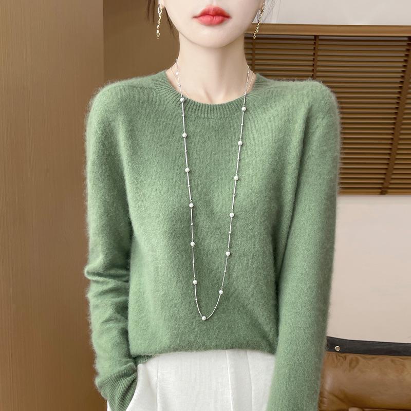 Herbst/Winter 2025 Damen 100% Wolle Nahtloser Rundhals Pullover