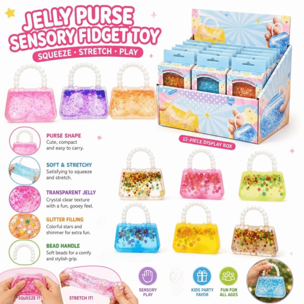Glitter Filling Purse Fidget Toy Mini Squishy Toy Prize Box Toys  Jelly Handbag Toy