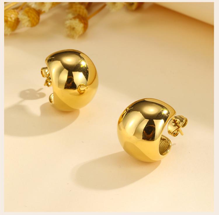 Chunky Geometric Hoop Earrings for Women, Circle Huggie Ear Jewelry, Stainless Steel Waterproof Earring Oorbellen Wholesale
