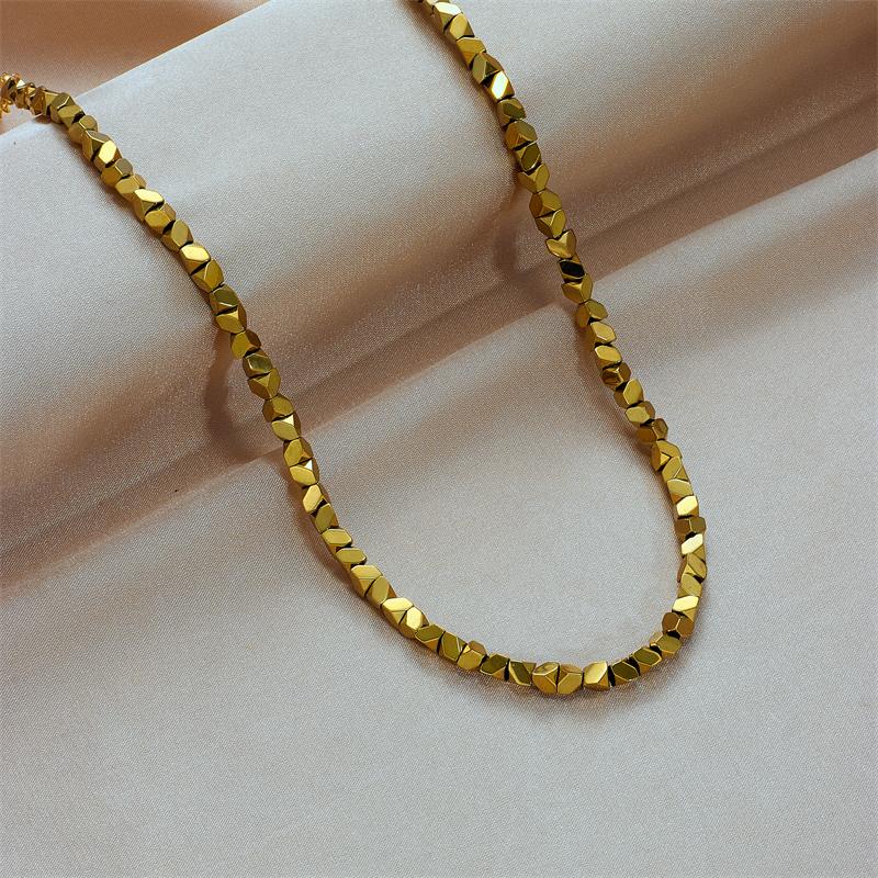 XIYANIKE 316L Stainless Steel Necklace for Women Gold Color Chain Irregular Bead Exquisite Charming New Trends Simple Jewelry