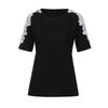 Trendy Women Short Sleeve Off Shoulder Lace Splice Blouse With Comfortable Fit