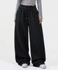 OCELOT D23 Folding Waist Eyelet Strap Wide Sweatpants_Black