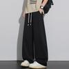 Summer new European, American and Japanese scimitar splicing loose gray straight wide-leg casual pants men's very light pants