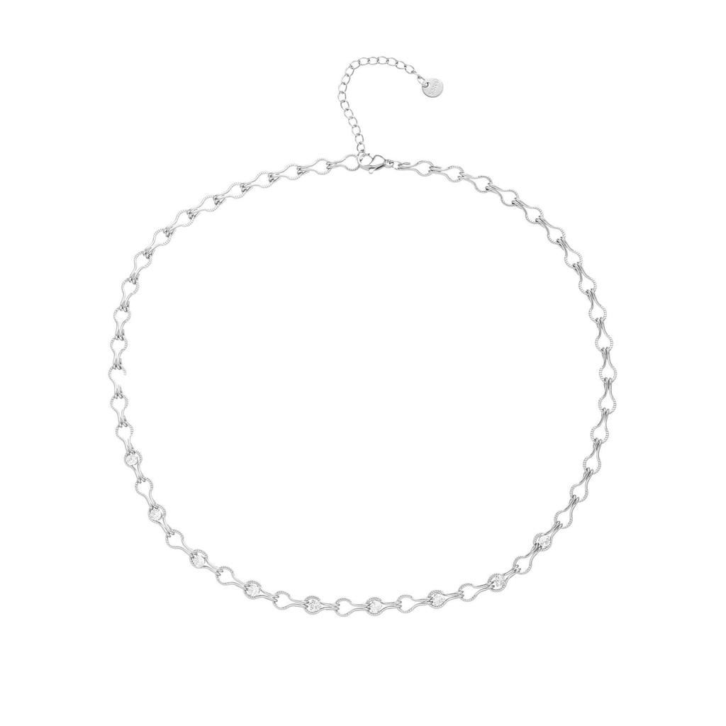 European Retro Zircon Stainless Steel Necklace: High-End Cross-Border Clavicle Chain