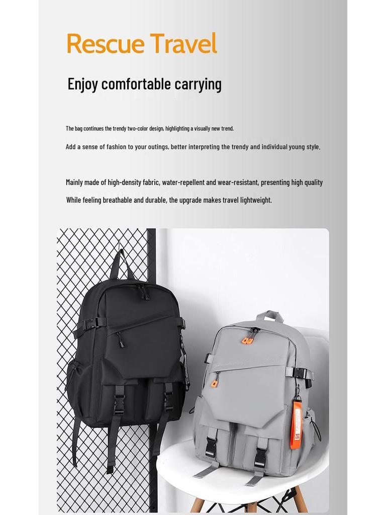 Men's Large-Capacity Casual Sports Backpack with Laptop Compartment for Middle School, High School, and University Students