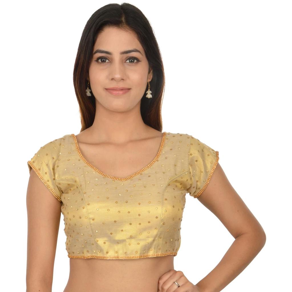Women's V Neck Short Sleeves Blouse Indian Desigenr Ethnic Crop Top Choli Dress