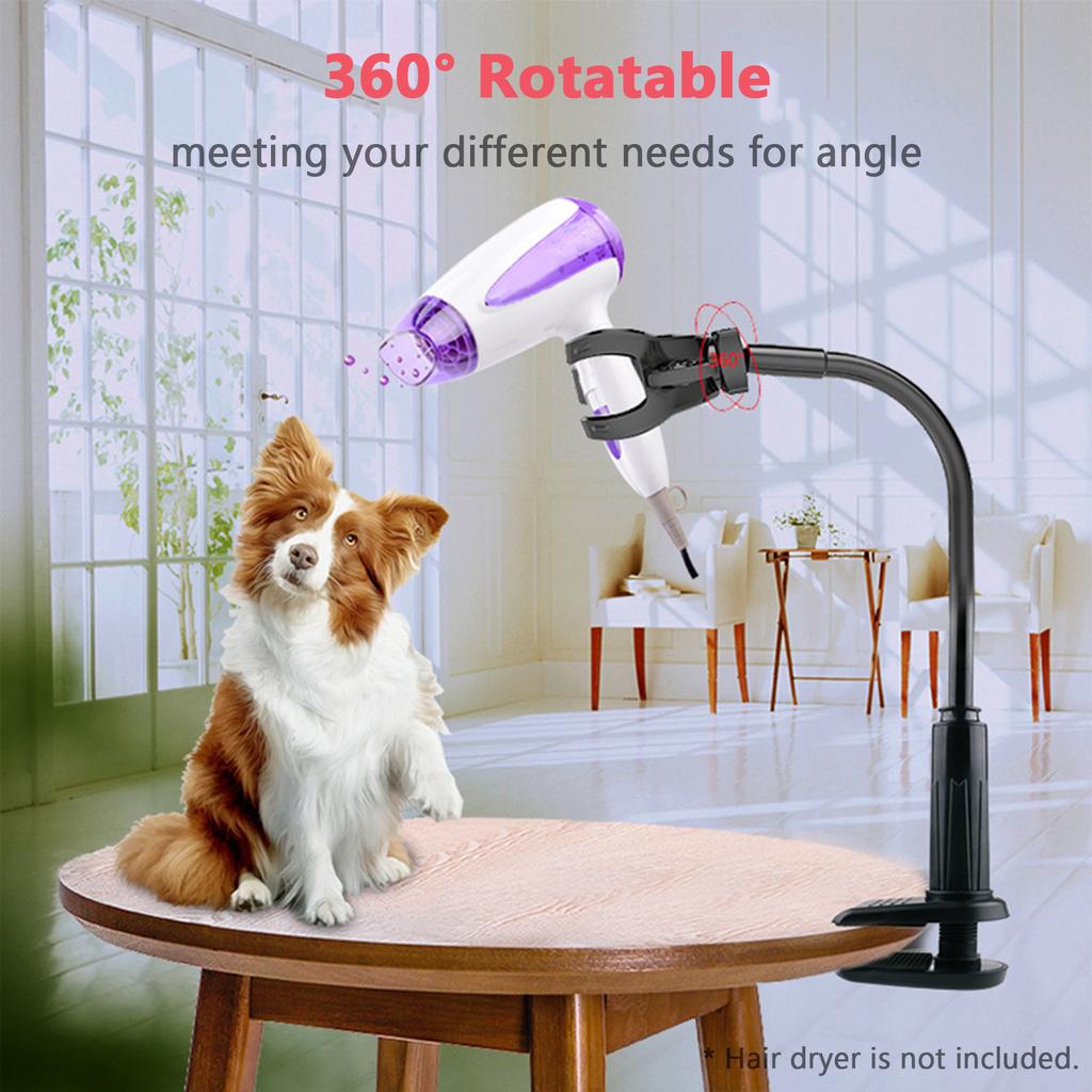 Alloy Hair Dryer Stand 360 Degree Rotating Hands Hair Dryer Stand with Clamp Blow Dryer Holder Height Hair Dryer Holder