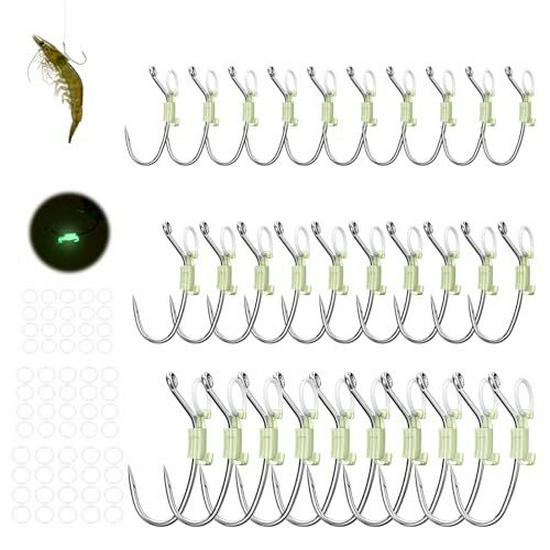10-Piece Luminous Live Shrimp Fishing Hooks Set