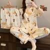 Cartoon Retro Little Girl Summer Pajamas Women'S Cloud Cotton Short-Sleeved Three-Piece Set Cute Student Loungewear