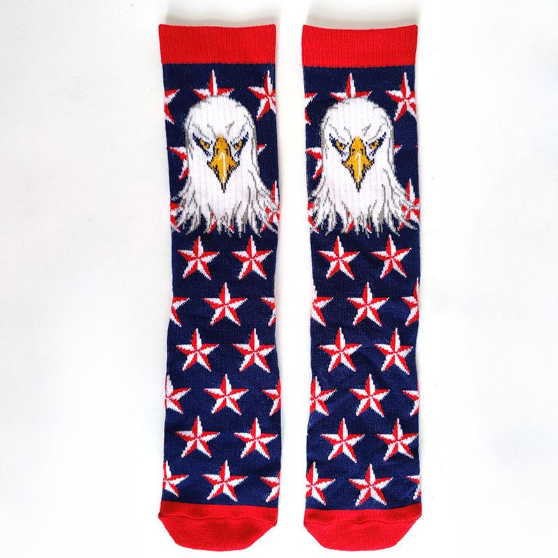 Men Socks Letter Stripe Star Goddess of Liberty Eagle Pattern Couple Socks Gourmet Burger Sandwich Pizza Funny Cotton Socks