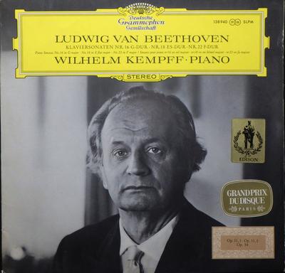 Płyta LP LUDWIG VAN BEETHOVEN  WILHELM KEMP  Sonaty fortepianowe Nr. 16 GDur Nr 18. 138940 DEUTSCHE GRAMM 1965 Niemcy Muzyka klasyczna Używany