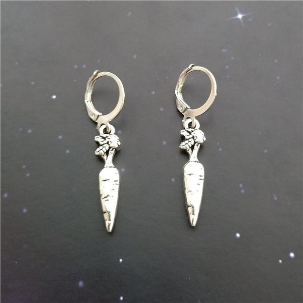 

Маленькие серьги-кольца-морковки, вегетарианские украшения, серьги-подвески с подвеской в ​​виде рычага на спине