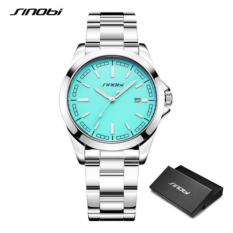 SINOBI Original Design Men's Watches Top Luxury Brand Man's Quartz Wristwatches Best Gifts Clock for Male Stainless Steel Watch