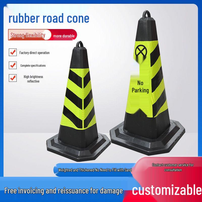 70cm Reflective Rubber and PVC Traffic Cone - No Parking Ice Cream Cone Design