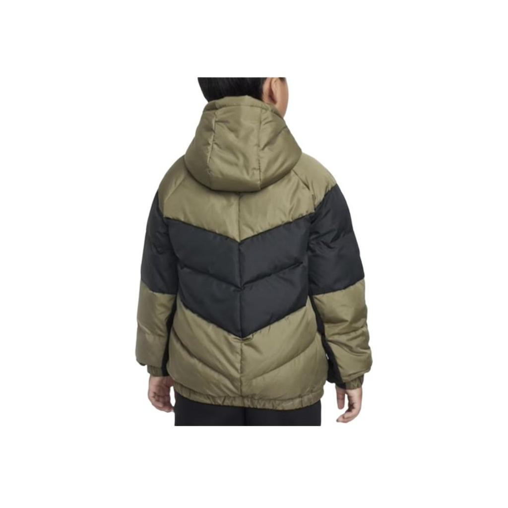 Nike Hooded Comfortable Color Block Warm Long Sleeve Jacket Kids Jackets Green Black IB5837-222