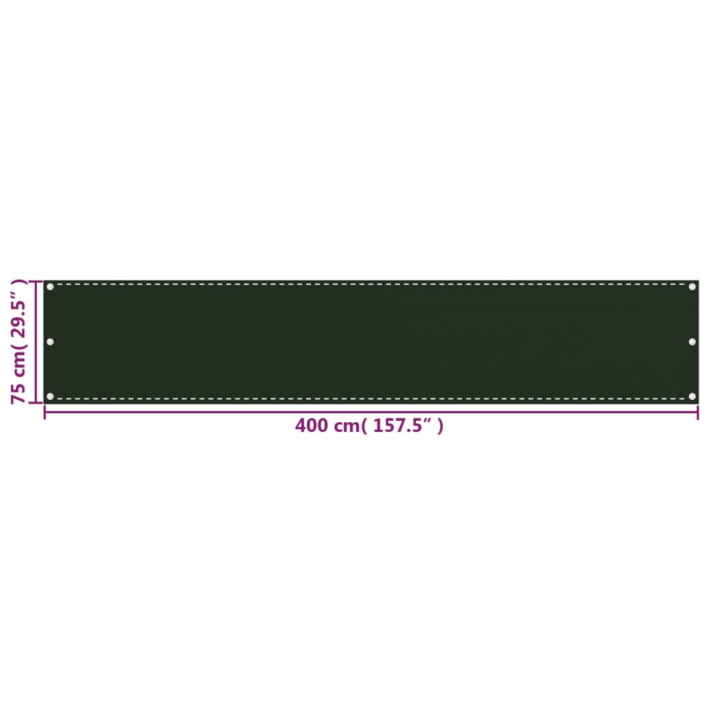 Balcony Privacy Screen Dark Green 75 X 400 Cm HDPE
