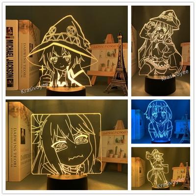 Kono Subarashii Sekai Ni Shukufuku O Night Light Megumin Aqua Figure Colors Changing Table Lamp Anime Gift