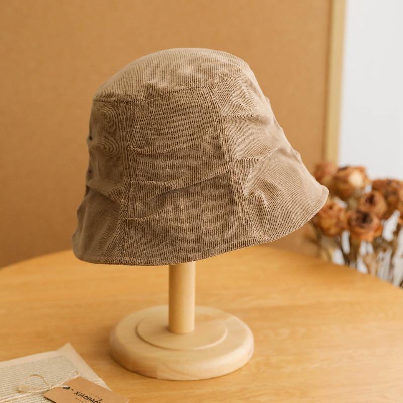 1pc Corduroy Bucket Hat,Korean Style Versatile Hat for Women, Retro Elegant Beret Cap That Flatters Beach Tralve Outfit Women