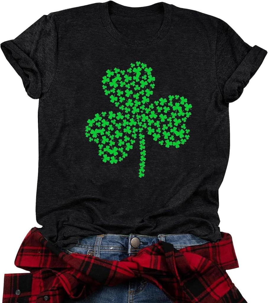 Sommertopp med rund hals og trykk, moderne, avslappet, søt, kortermet, t-skjorte for kvinner i ren bomull