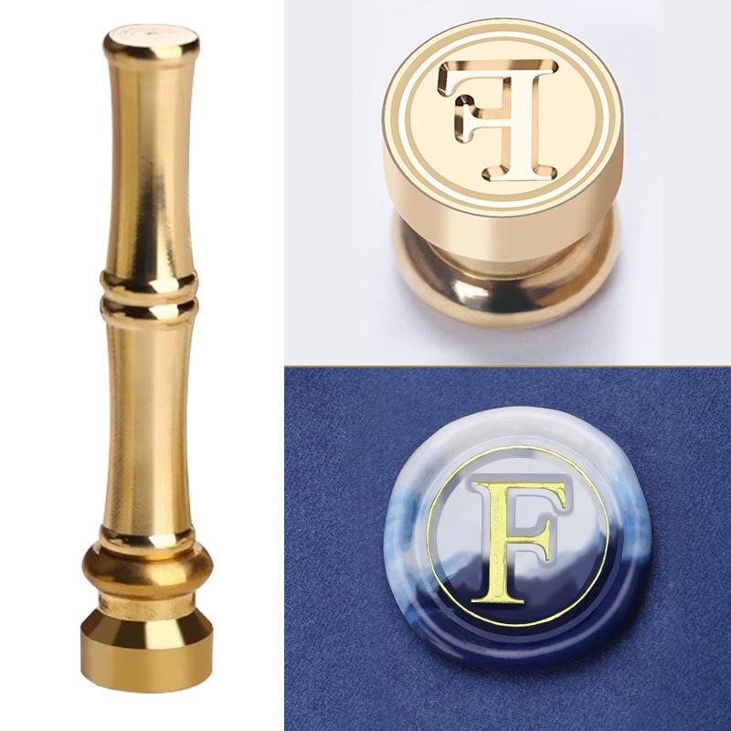 Mini Bamboo-Handled Stamp: 1.5cm Copper Head In Regular Script with Sealing Wax