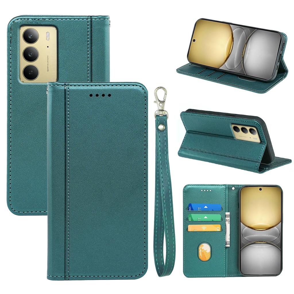 HX01 Peněženkové pouzdro pro Realme C75 s magnetickým zavíráním, PU kožený kryt na telefon