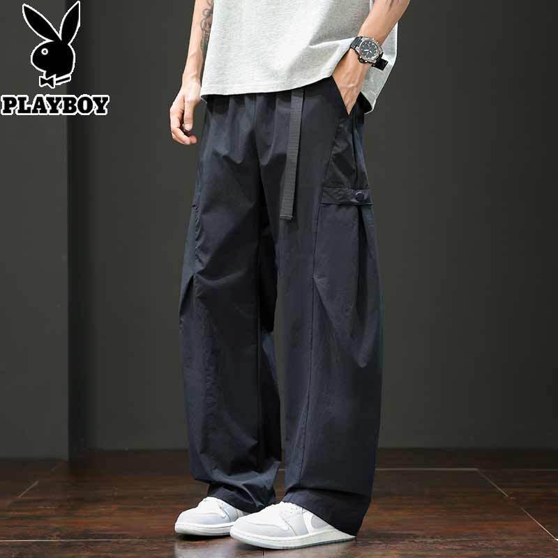 PLAYBOY Men's Loose Straight Leg Casual Parachute Pants