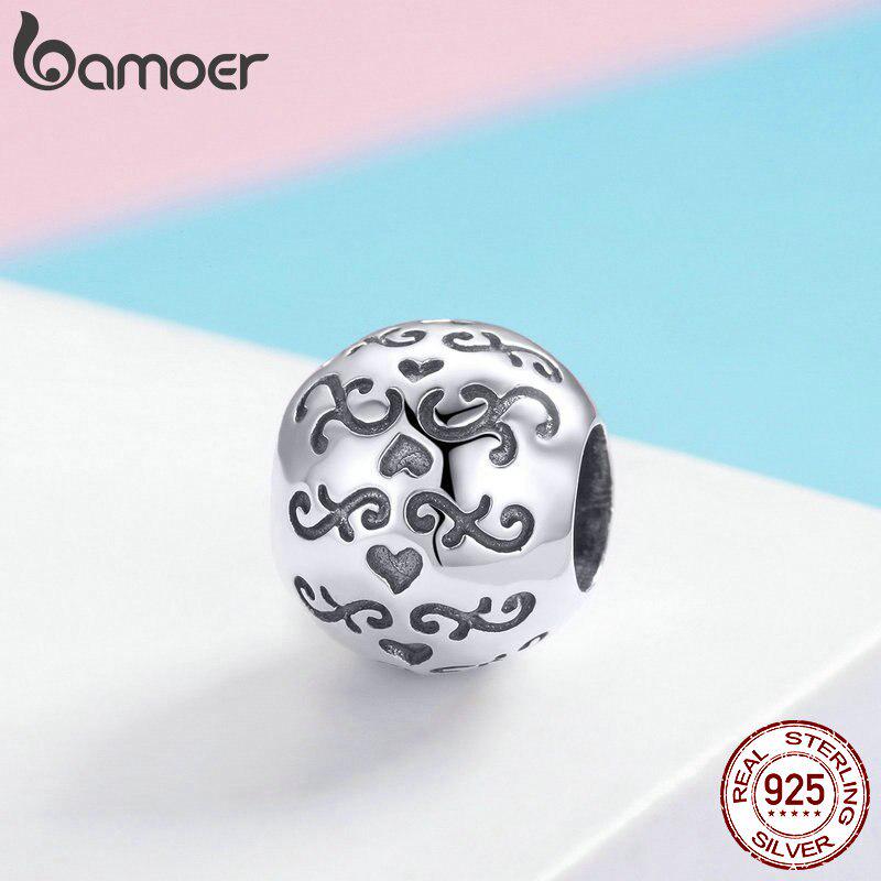 

BAMOER Стерлингового Серебра 925 пробы Любовь Красивая жизнь Круглые Бусины Шарм подходят Браслет DIY