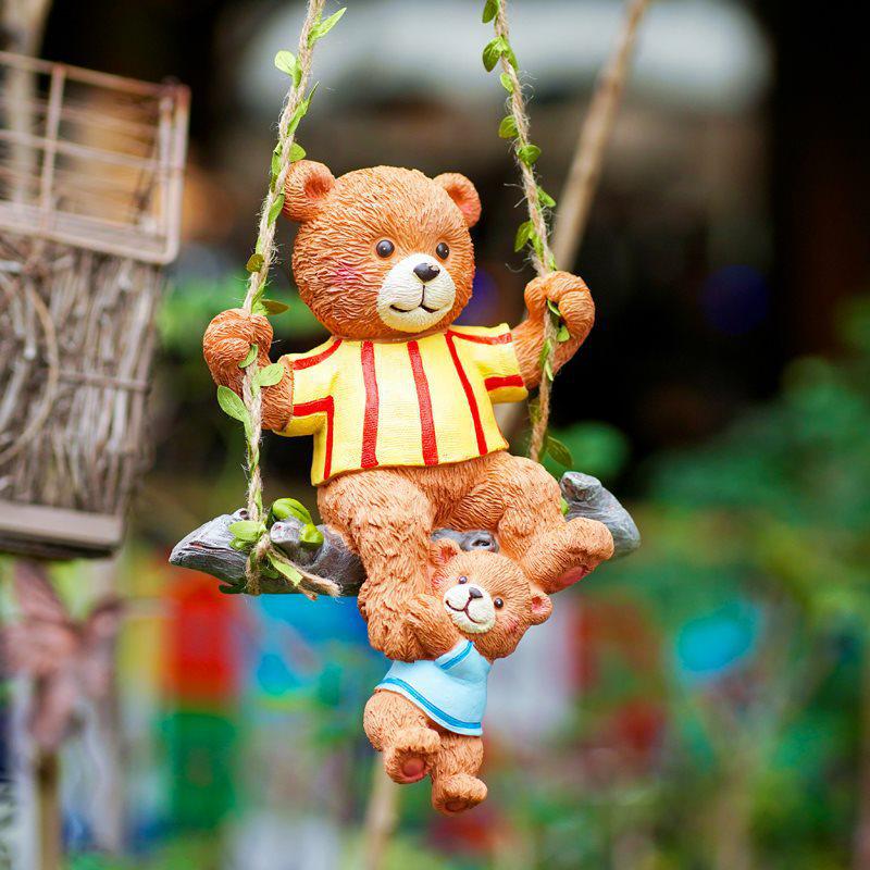 Little Rabbit Climbing Vine Hanging Ornament - Small Animal Figurine for Home, Courtyard, or Tree Pot Decor