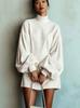 Temperament autumn clothing new loose lantern long-sleeved women's semi-turtleneck dress,